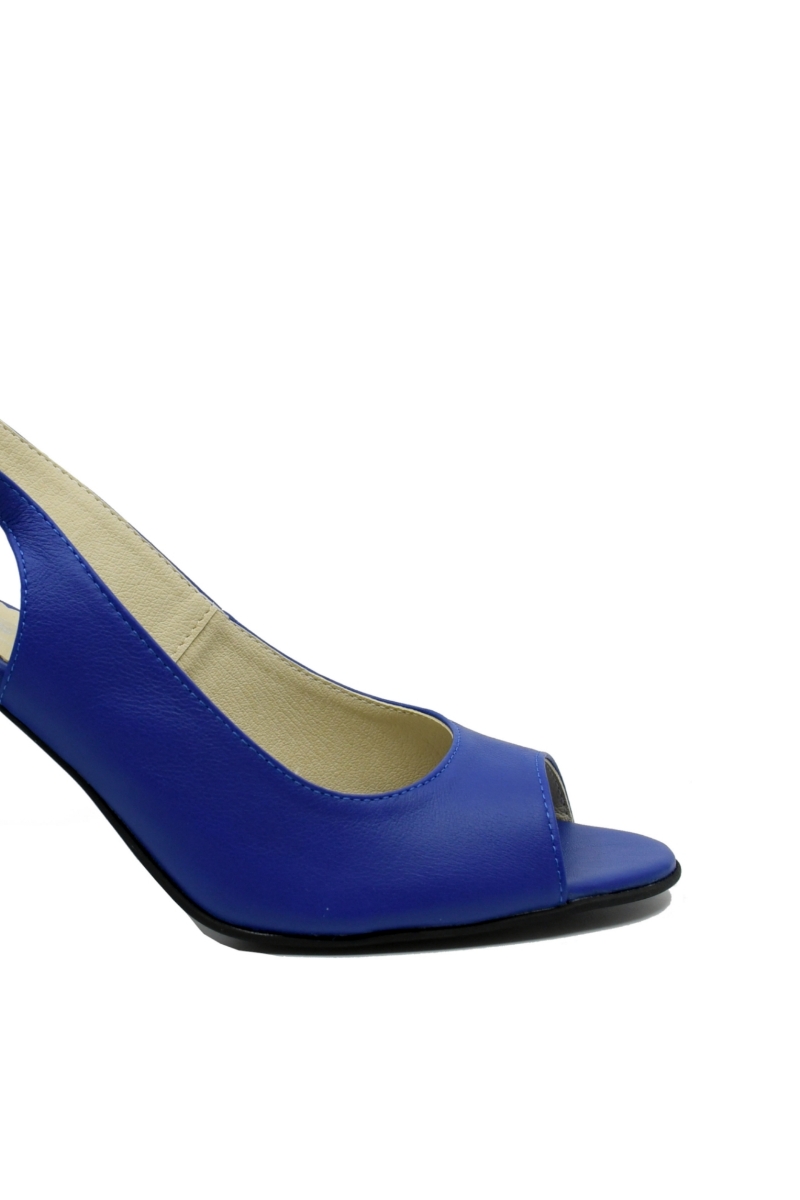 Imagine Sandale elegante cu toc bloc, albastru intens, din piele naturală FICS13
