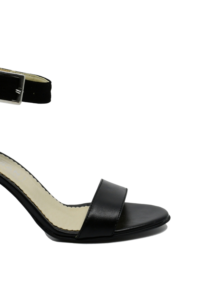 Imagine Sandale elegante cu baretă la gleznă negre din piele naturală FICS171