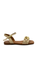 Imagine Sandale damă joase cu zale decorative, gri, din piele naturală GOR143