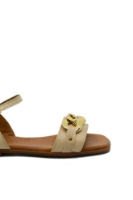 Imagine Sandale damă joase cu zale decorative, gri, din piele naturală GOR143