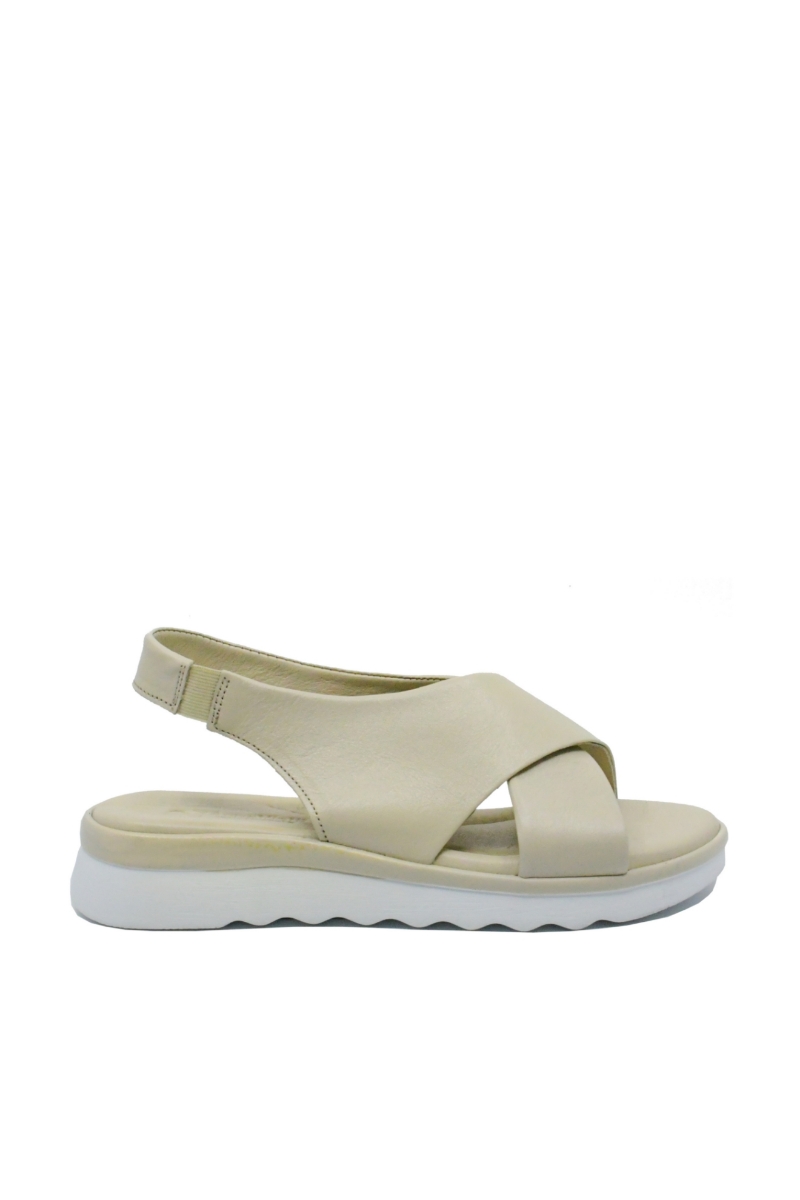 Imagine Sandale bej confortabile din piele naturală