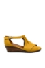 Imagine Sandale damă wedge cu baretă la gleznă, galben, din piele naturală MIR01