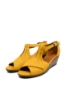Imagine Sandale damă wedge cu baretă la gleznă, galben, din piele naturală MIR01