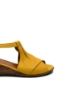 Imagine Sandale damă wedge cu baretă la gleznă, galben, din piele naturală MIR01