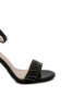 Imagine Sandale de seară negre din piele întoarsă cu cristale argintii OTR65