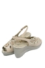 Imagine Sandale damă din piele naturală bej cu broderie aurie PIT6632