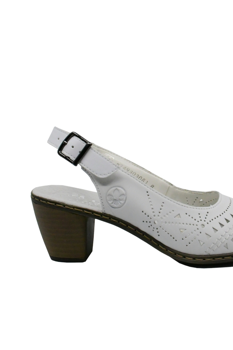 Imagine Pantofi decupați din piele naturală albi cu steluțe perforate RIK40983-80