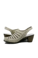 Imagine Pantofi decupați din piele naturală bej cu perforații dantelate RIK40959-60