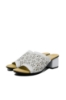 Imagine Saboți damă albi din piele naturală cu model floral RIK64681-80