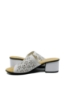 Imagine Saboți damă albi din piele naturală cu model floral RIK64681-80