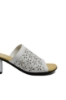 Imagine Saboți damă albi din piele naturală cu model floral RIK64681-80