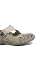 Imagine Pantofi comozi cu baretă bej argintii din piele naturală RIK413G4-42