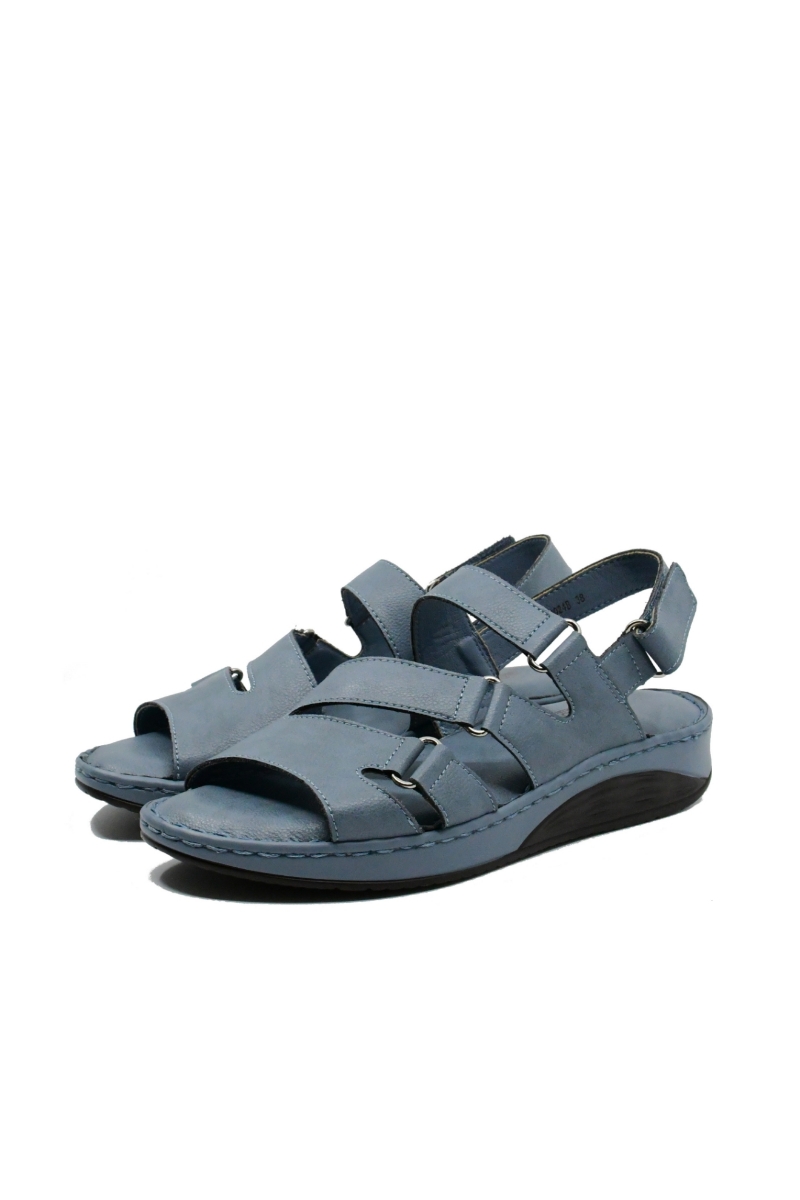 Imagine Sandale comode în stil roman, blue, din piele naturală OTR20024