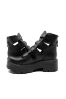 Imagine Ghete damă decupate de vară, negre, din piele naturală LF369