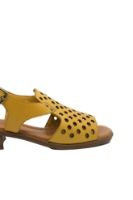 Imagine Sandale damă galbene din piele naturală cu perforații mari GOR6003