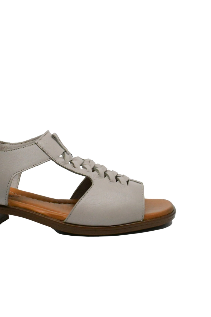 Imagine Sandale damă gri din piele naturală cu bordură împletită GOR6026
