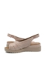Imagine Sandale wedge cu platformă, roz, din piele naturală perforată GOR365