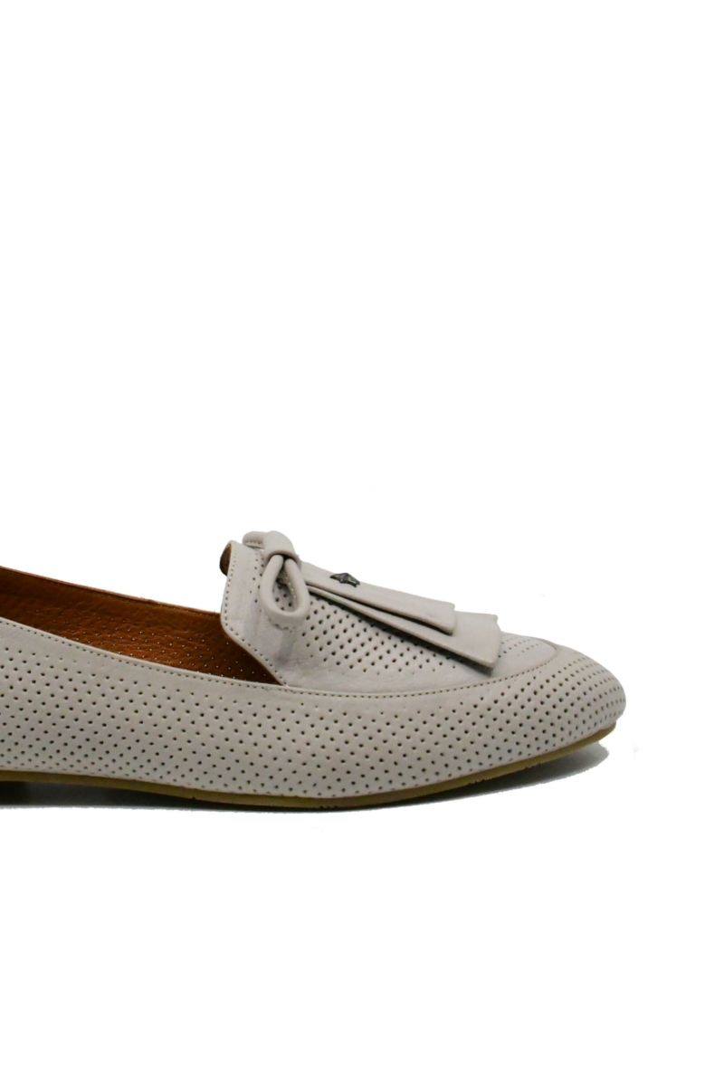 Imagine Pantofi loafer damă gri, din piele naturală cu perforații MIR7001