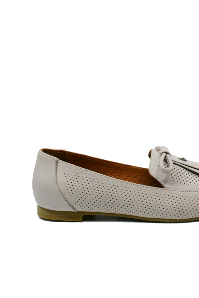 Imagine Pantofi loafer damă gri, din piele naturală cu perforații MIR7001