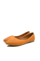 Imagine Balerini oranj din piele naturală cu model floral perforat MIR3016