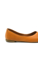 Imagine Balerini oranj din piele naturală cu model floral perforat MIR3016