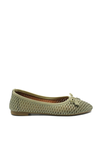 Imagine Balerini damă kaki din piele naturală cu model perforat plasă MIR3043
