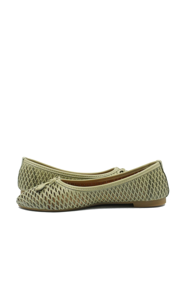 Imagine Balerini damă kaki din piele naturală cu model perforat plasă MIR3043