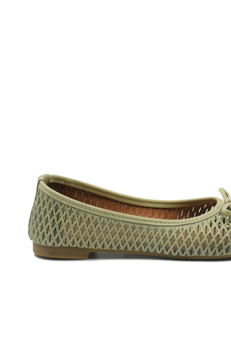 Imagine Balerini damă kaki din piele naturală cu model perforat plasă MIR3043