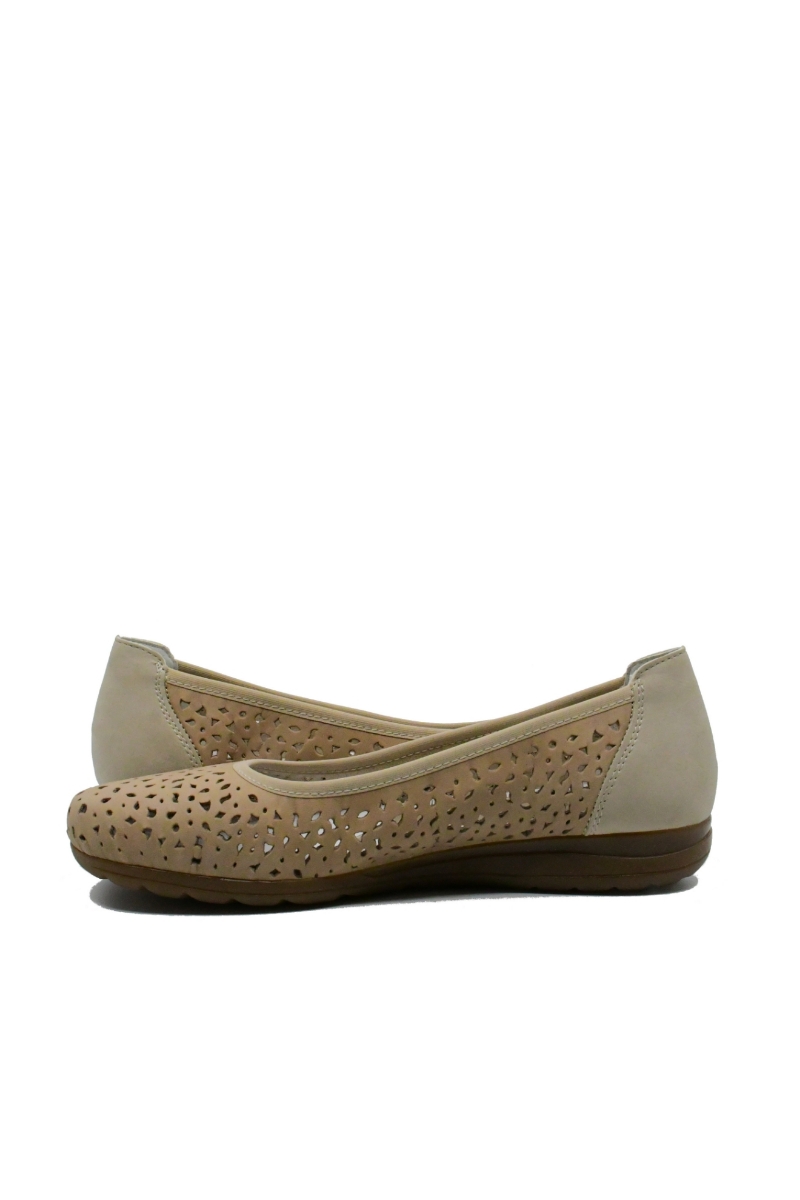 Imagine Pantofi comozi perforați bej din piele naturală RIKL9365-61