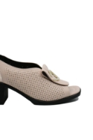 Imagine Sandale roz, din piele naturală, cu toc masiv pătrat GOR885