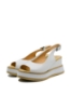 Imagine Sandale damă wedge cu platformă, albe, din piele naturală GOR977