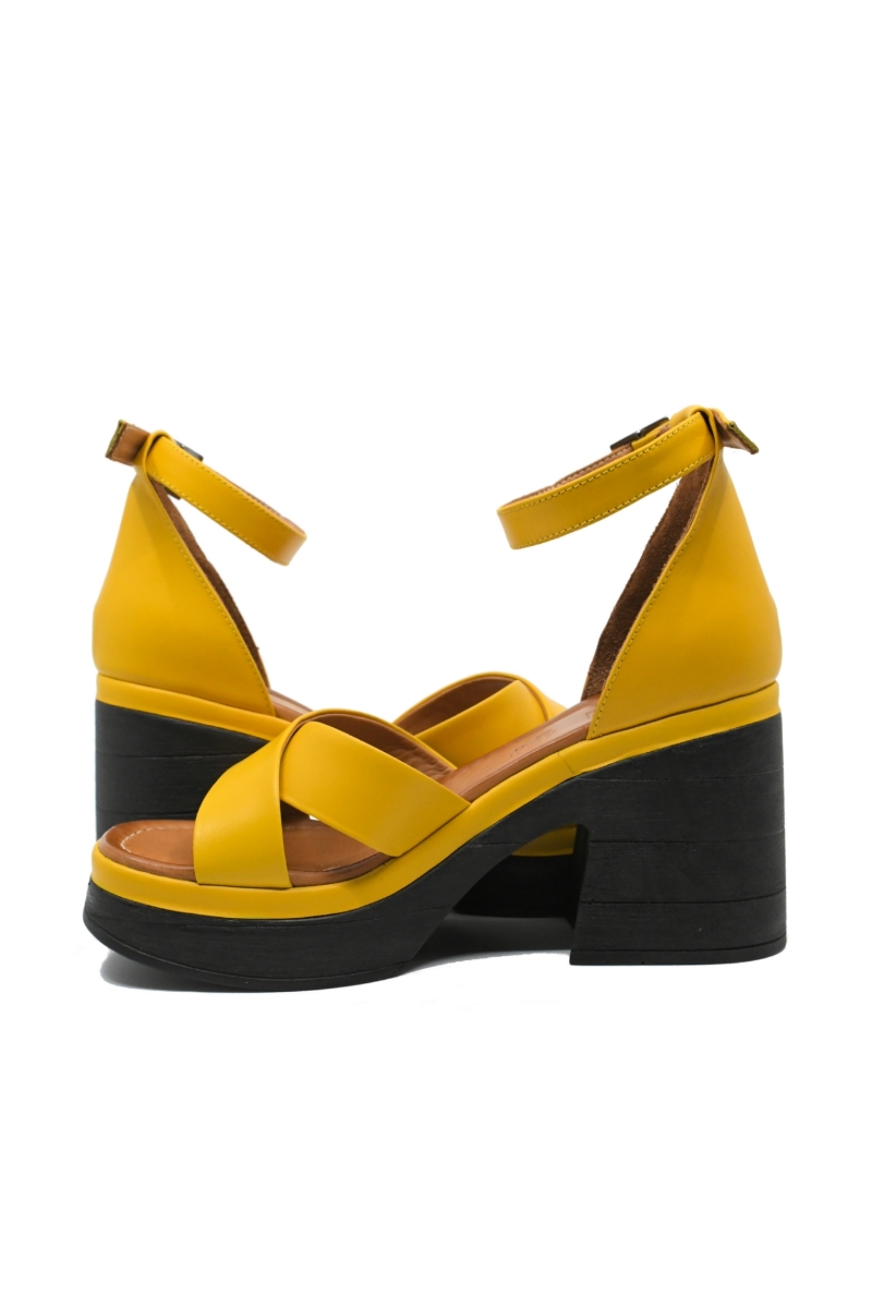 Imagine Sandale damă ultra chunky, galbene, din piele naturală MIR10407