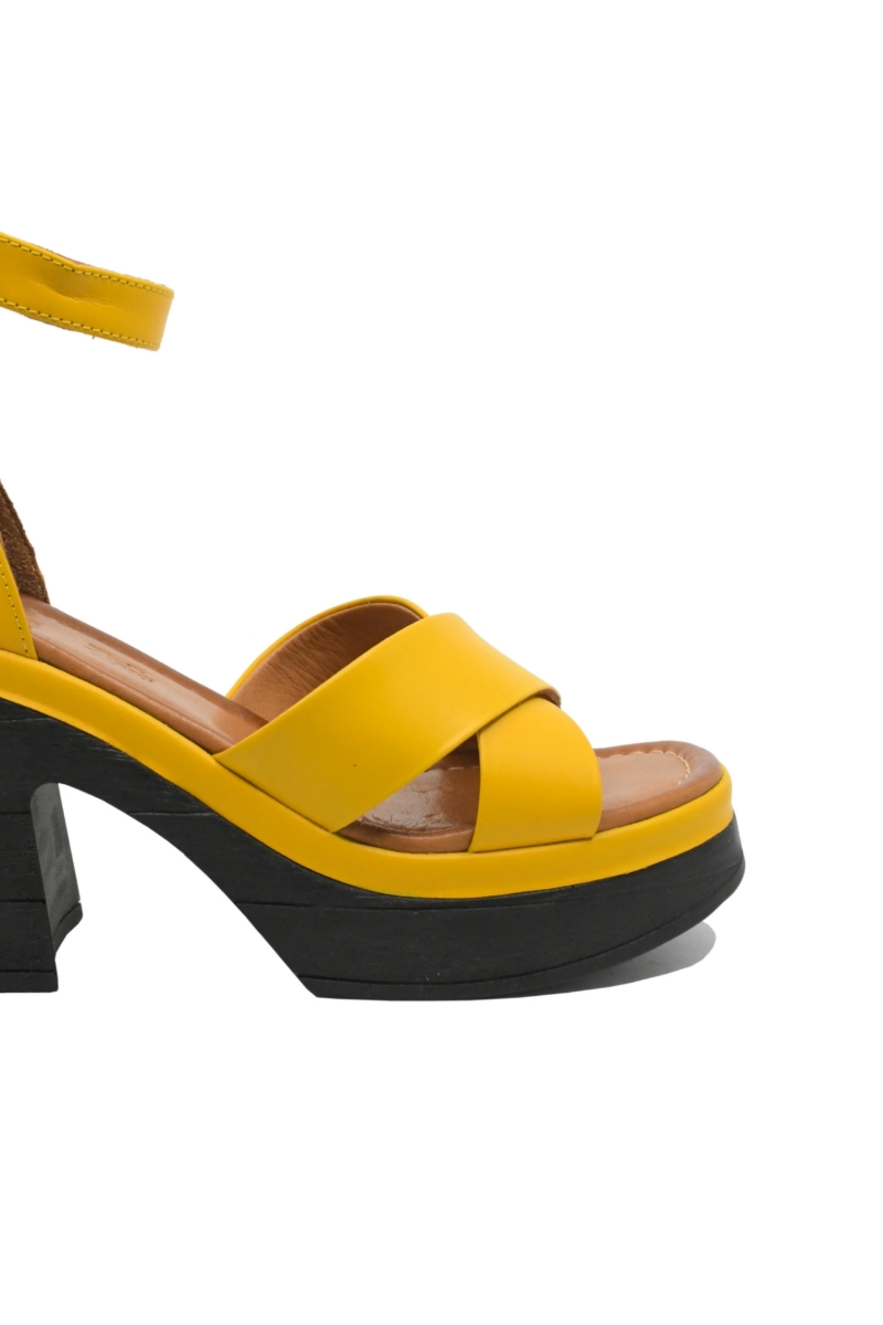 Imagine Sandale damă ultra chunky, galbene, din piele naturală MIR10407