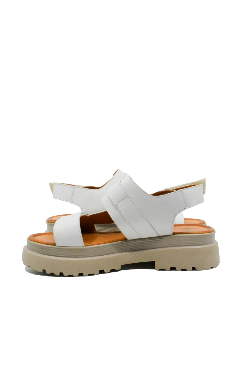 Imagine Sandale damă platformă cu barete duble, albe, din piele naturală MIR10243