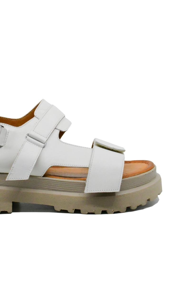Imagine Sandale damă platformă cu barete duble, albe, din piele naturală MIR10243