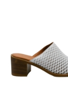 Imagine Saboți damă albi din piele naturală cu model plasă MIR410