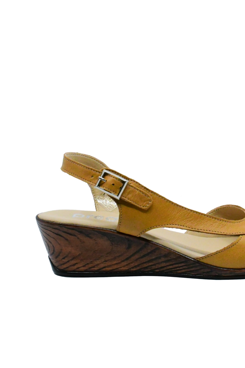 Imagine Sandale damă galben-maronii din piele naturală PRG484