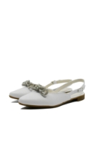 Imagine Pantofi damă flat decupați albi din piele naturală LF383