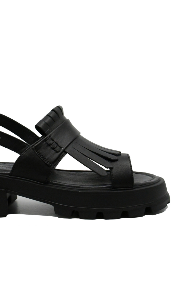 Imagine Sandale damă cu platformă negre, din piele naturală LF357