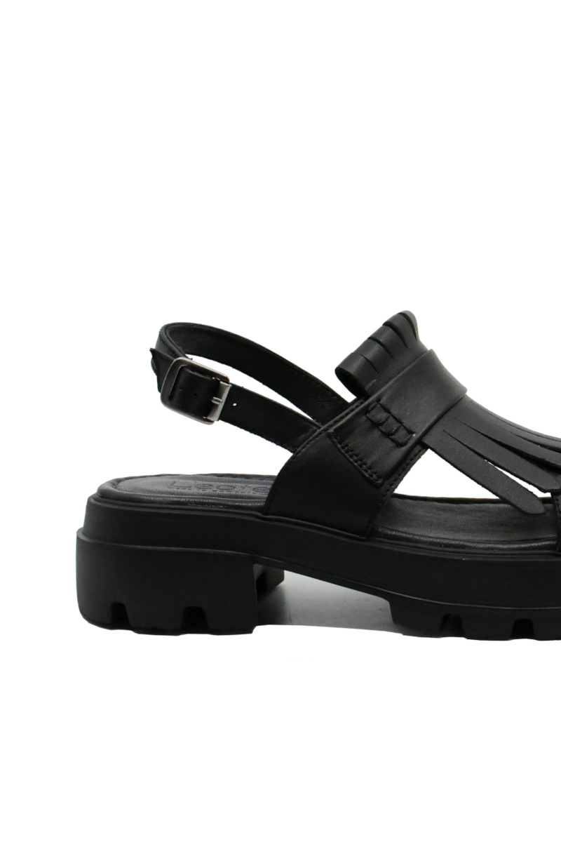 Imagine Sandale damă cu platformă negre, din piele naturală LF357