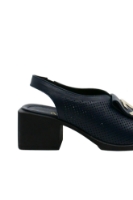 Imagine Sandale bleumarin, din piele naturală, cu toc masiv pătrat GOR885