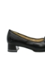Imagine Pantofi damă negri din piele naturală, cu lanț decorativ RIK45069-00