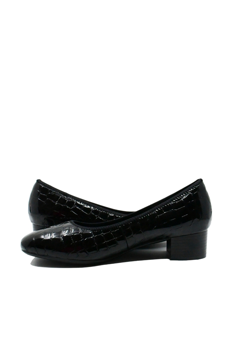 Imagine Pantofi damă negri din lac, cu efect croco RIK49260-02