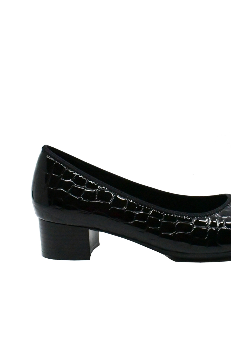 Imagine Pantofi damă negri din lac, cu efect croco RIK49260-02