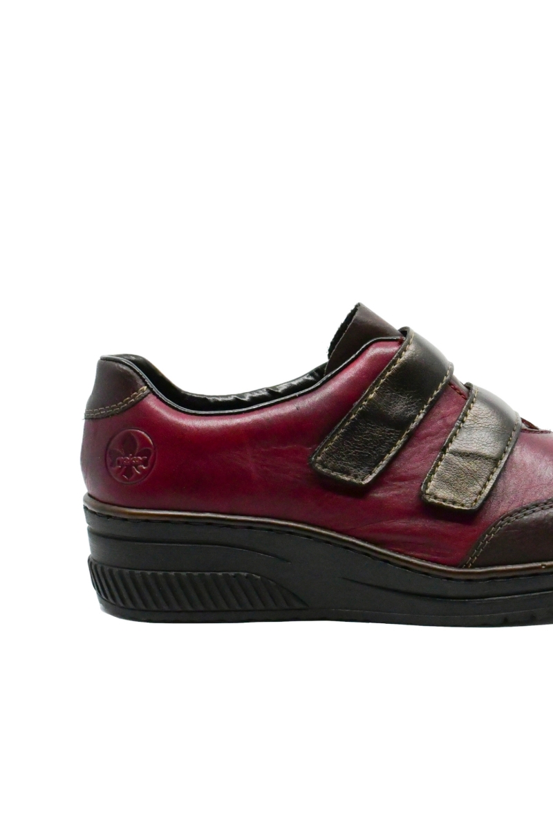 Imagine Pantofi comozi damă din piele naturală roșu mixt RIK48750-35