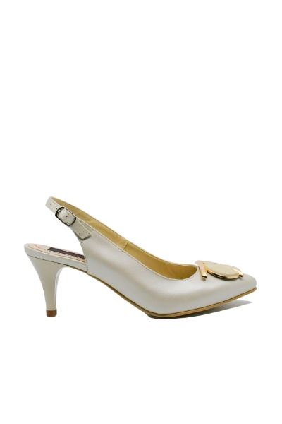 Imagine Pantofi stiletto decupați, bej sidefat, din piele naturală SORD23