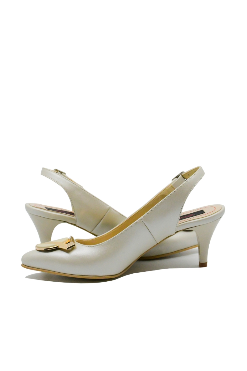 Imagine Pantofi stiletto decupați, bej sidefat, din piele naturală SORD23