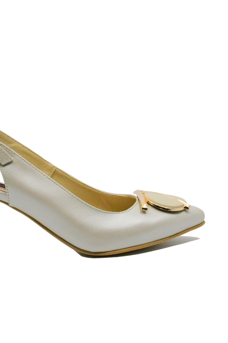 Imagine Pantofi stiletto decupați, bej sidefat, din piele naturală SORD23