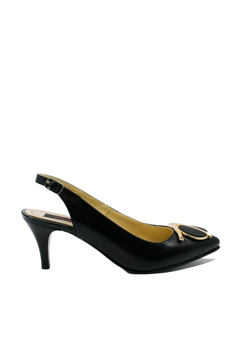 Imagine Pantofi stiletto decupați, negri, din piele naturală SORD23