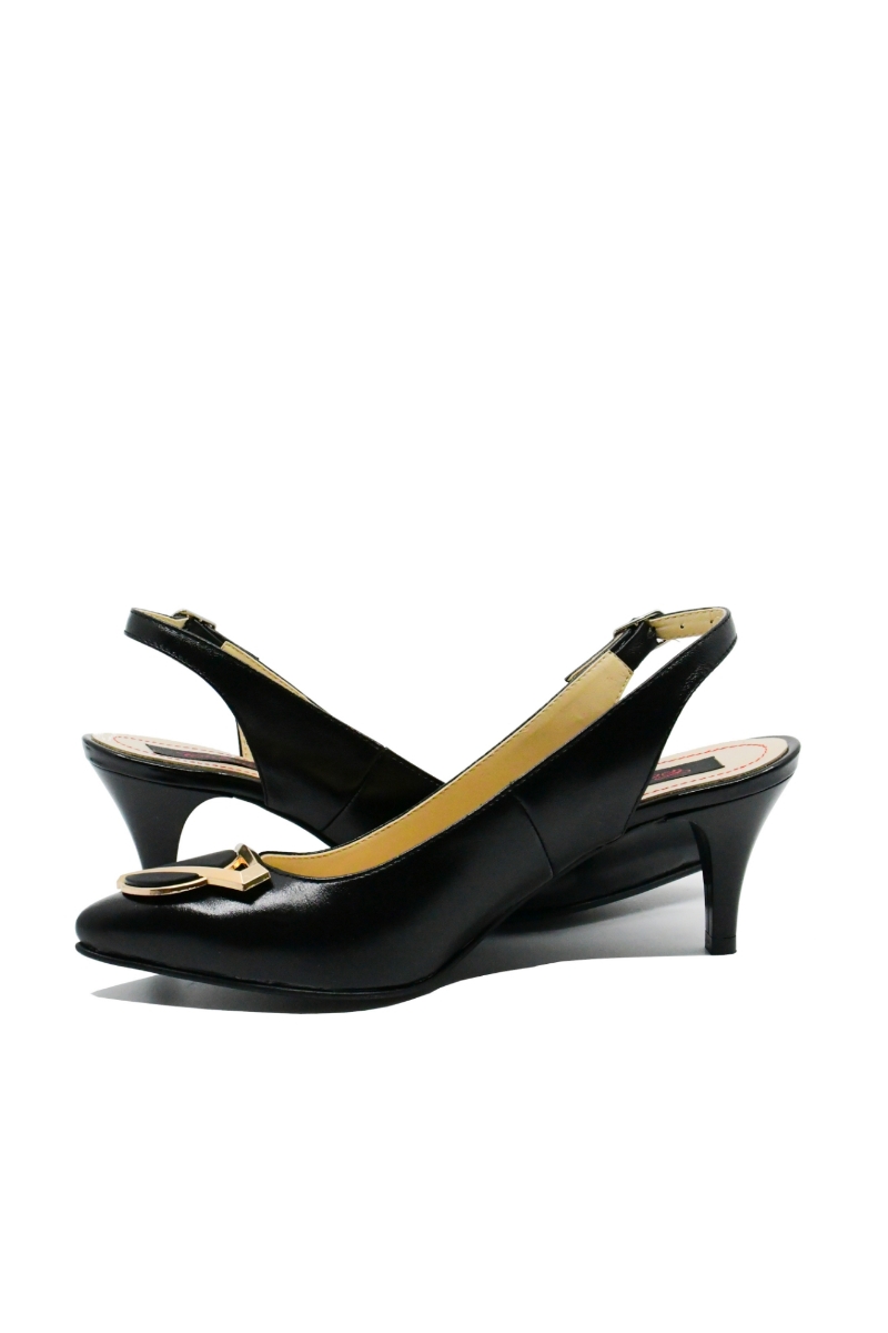 Imagine Pantofi stiletto decupați, negri, din piele naturală SORD23